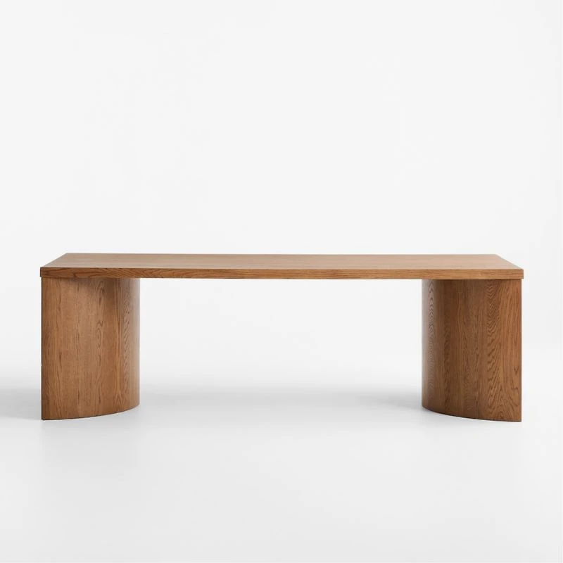 Virage 96" Curved Warm Brown Wood Dining Table