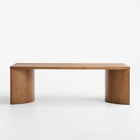 Virage 96" Curved Warm Brown Wood Dining Table