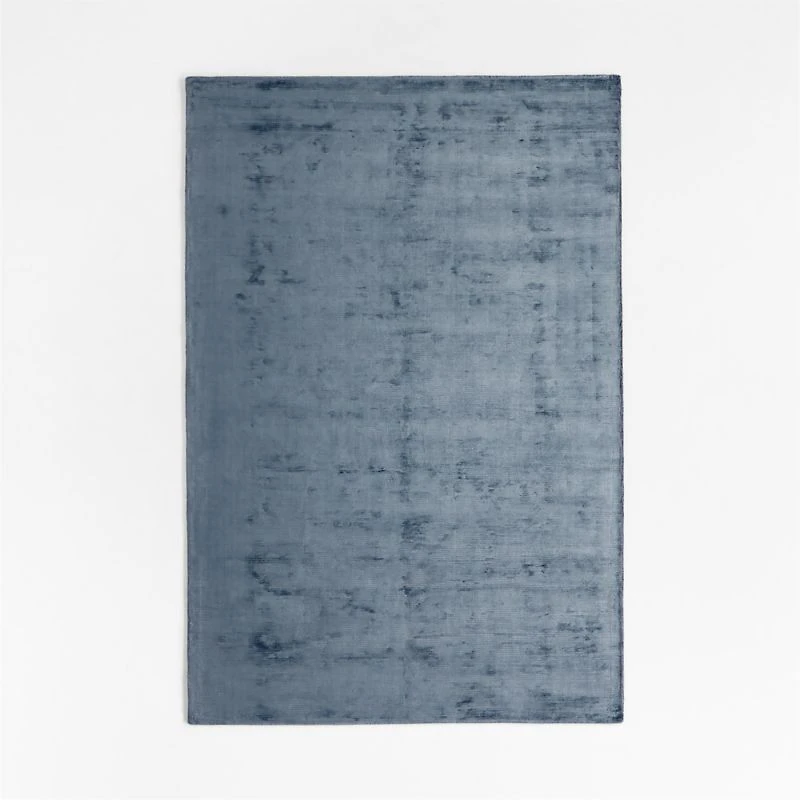 Viscose Double Striped Smoke Blue Kids Area Rug 5'x8'