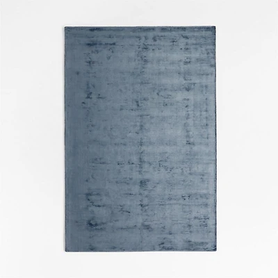 Viscose Double Striped Smoke Blue Kids Area Rug 5'x8'