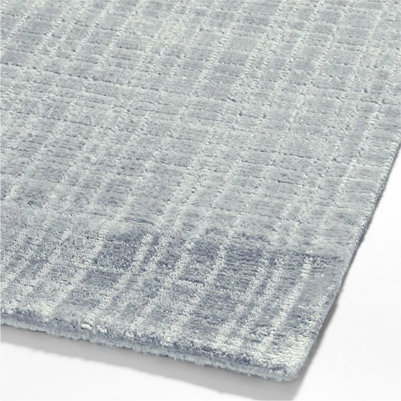 Viscose Grid Light Blue Kids Area Rug 5'x8'