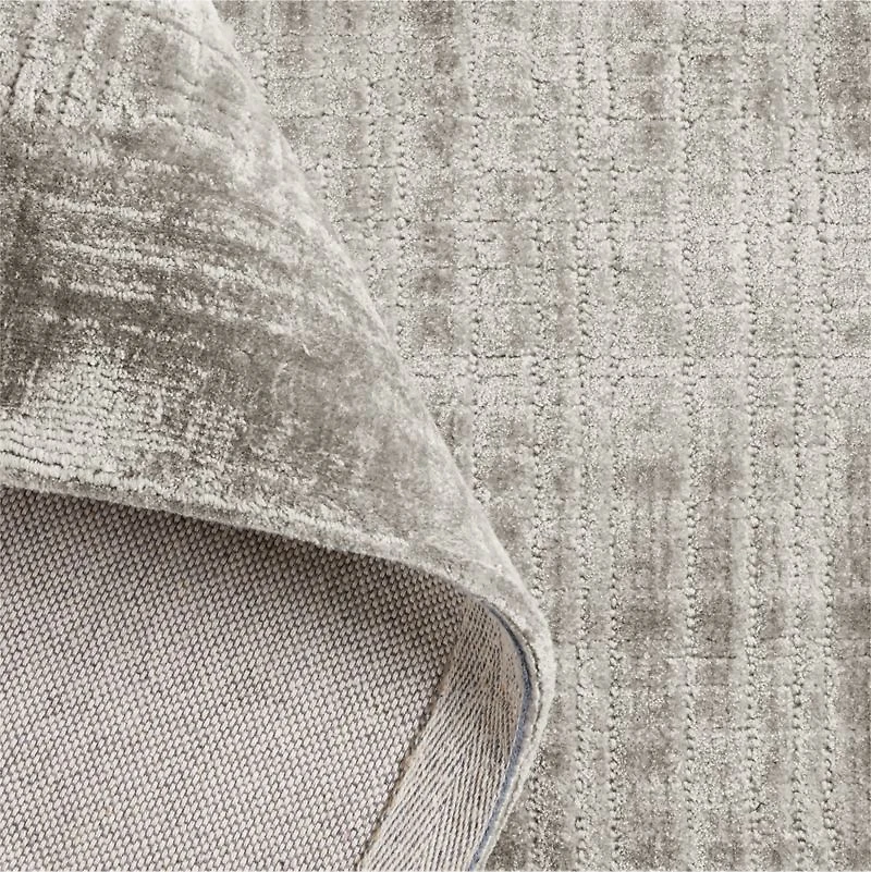 Viscose Grid Light Grey Kids Area Rug 5'x8'