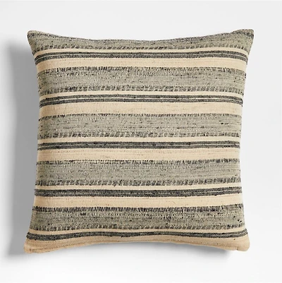 Vittoria Silk Blend Textured 23"x23" Ink Black Throw Pillow with Down-Alternative Insert