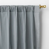 Slate Blue Organic Cotton Voile with Satin Border Sheer Window Curtain Panel 44"x84"
