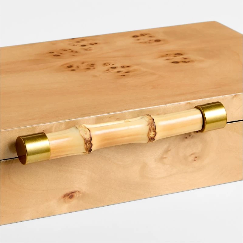Volos Small Burl Wood Lidded Decorative Storage Box