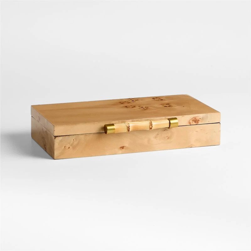 Volos Small Burl Wood Lidded Decorative Storage Box
