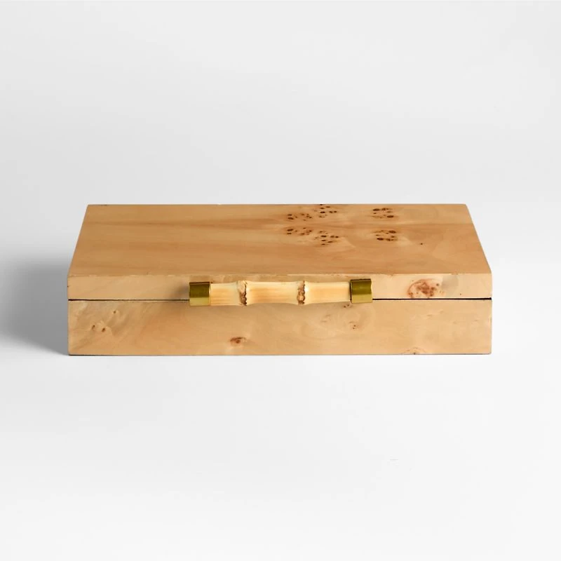 Volos Small Burl Wood Lidded Decorative Storage Box