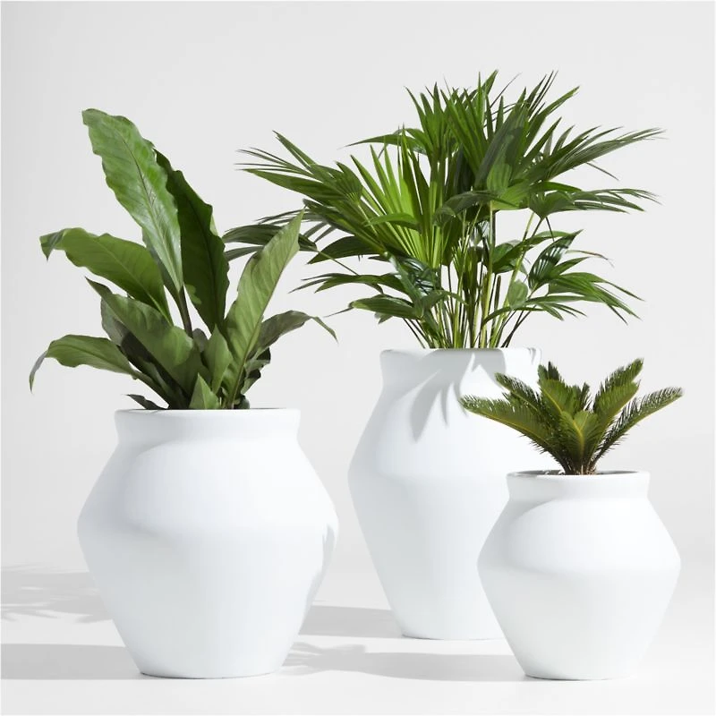 Wabi Small White Fiberstone Planter by Leanne Ford