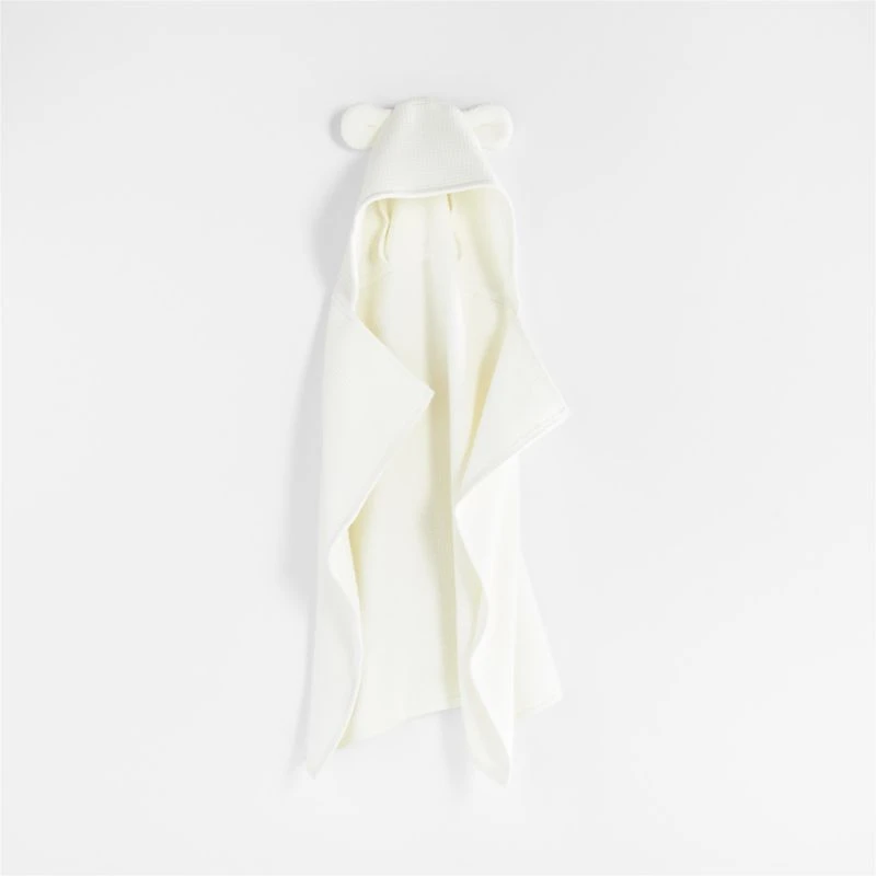 Bear Organic Waffle Hooded Baby Towel