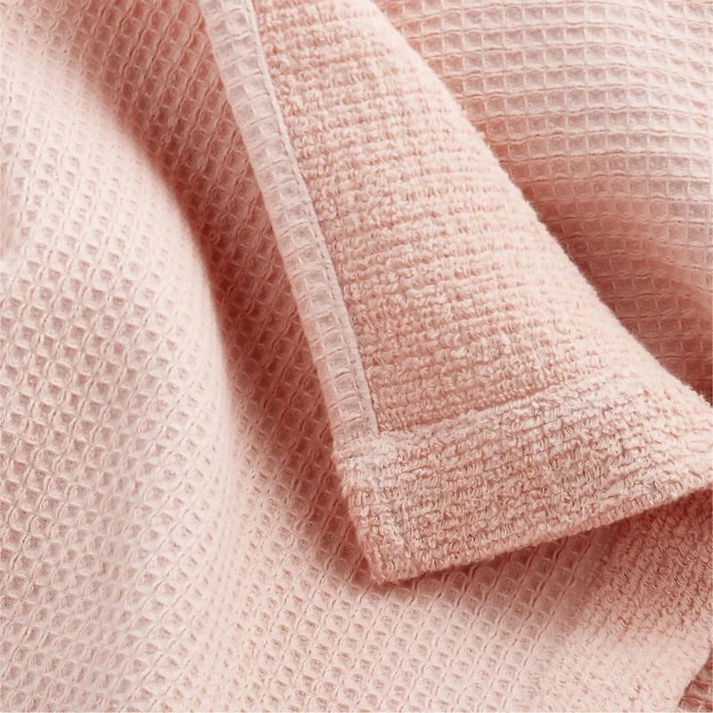 Pink Organic Waffle Shower Curtain