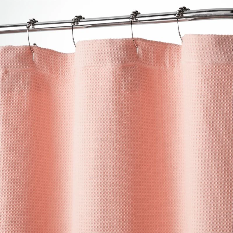 Pink Organic Waffle Shower Curtain