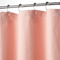 Pink Organic Waffle Shower Curtain