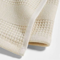 Waffle-Terry Alabaster Beige Organic Cotton Kitchen Towels, Set of 2