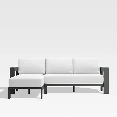 Walker 2-Piece Left-Arm Chaise Metal Outdoor Sectional Sofa with Canvas White Sunbrella ® Cushions