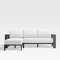 Walker 2-Piece Left-Arm Chaise Metal Outdoor Sectional Sofa with Canvas White Sunbrella ® Cushions