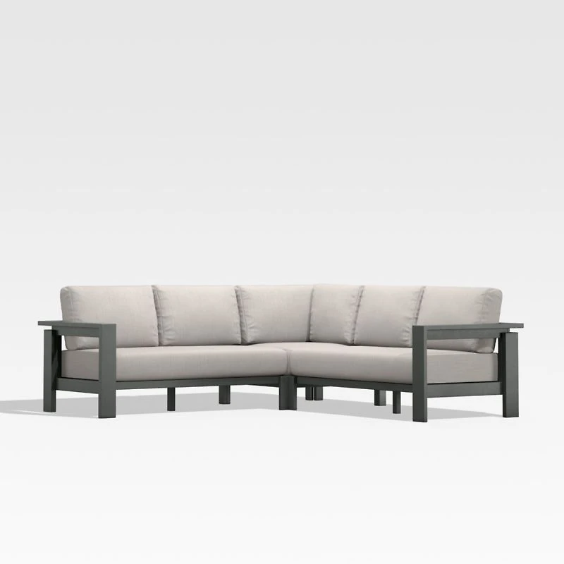 Walker Metal 3-Piece Outdoor Sectional Sofa with Cast Ash Brown Sunbrella ® Cushions