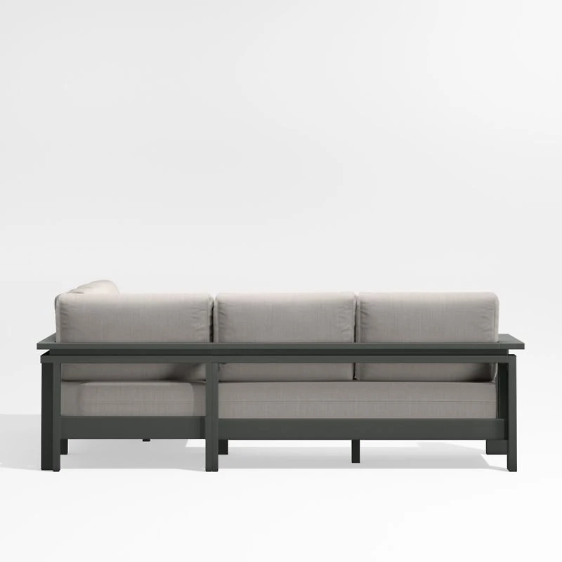 Walker Metal 3-Piece Outdoor Sectional Sofa with Cast Ash Brown Sunbrella ® Cushions