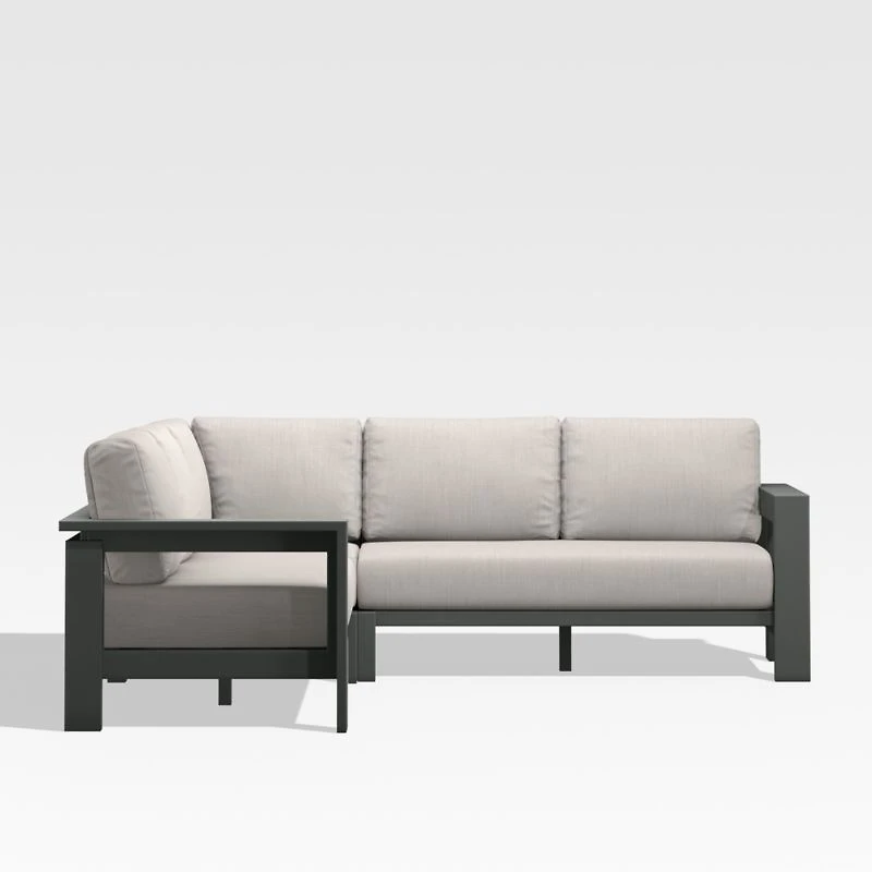 Walker Metal 3-Piece Outdoor Sectional Sofa with Cast Ash Brown Sunbrella ® Cushions