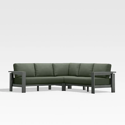 Walker Metal 3-Piece Outdoor Sectional Sofa with Cast Sage Green Sunbrella ® Cushions