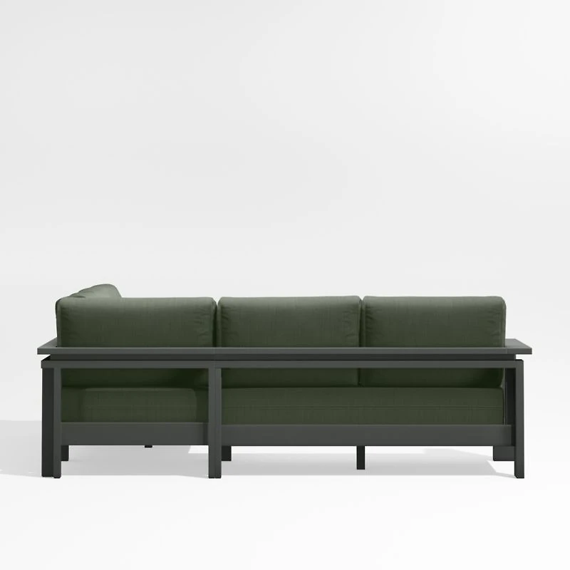 Walker Metal 3-Piece Outdoor Sectional Sofa with Cast Sage Green Sunbrella ® Cushions