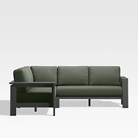 Walker Metal 3-Piece Outdoor Sectional Sofa with Cast Sage Green Sunbrella ® Cushions