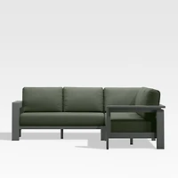 Walker Metal 3-Piece Outdoor Sectional Sofa with Cast Sage Green Sunbrella ® Cushions