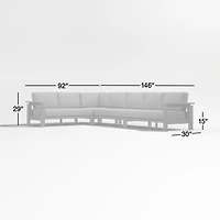 Walker Metal 4-Piece L-Shaped Outdoor Sectional Sofa with Cast Ash Brown Sunbrella ® Cushions