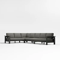 Walker Metal 4-Piece L-Shaped Outdoor Sectional Sofa with Cast Ash Brown Sunbrella ® Cushions
