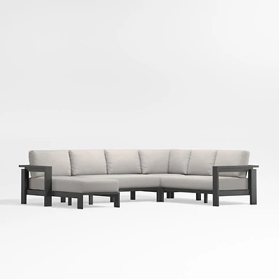 Walker Metal 4-Piece Left Arm Chaise Outdoor Sectional Sofa with Cast Ash Brown Sunbrella ® Cushions