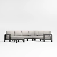 Walker Metal 4-Piece Left Arm Chaise Outdoor Sectional Sofa with Cast Ash Brown Sunbrella ® Cushions
