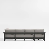 Walker Metal 4-Piece Left Arm Chaise Outdoor Sectional Sofa with Cast Ash Brown Sunbrella ® Cushions