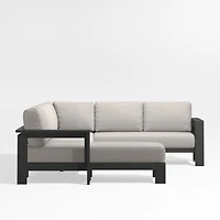 Walker Metal 4-Piece Left Arm Chaise Outdoor Sectional Sofa with Cast Ash Brown Sunbrella ® Cushions