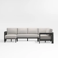 Walker Metal 4-Piece Left Arm Chaise Outdoor Sectional Sofa with Cast Ash Brown Sunbrella ® Cushions
