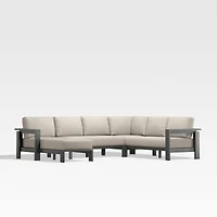 Walker Metal 4-Piece Left Arm Chaise Outdoor Sectional Sofa with Canvas Flax Beige Sunbrella ® Cushions