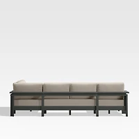 Walker Metal 4-Piece Left Arm Chaise Outdoor Sectional Sofa with Canvas Flax Beige Sunbrella ® Cushions