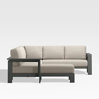 Walker Metal 4-Piece Left Arm Chaise Outdoor Sectional Sofa with Canvas Flax Beige Sunbrella ® Cushions