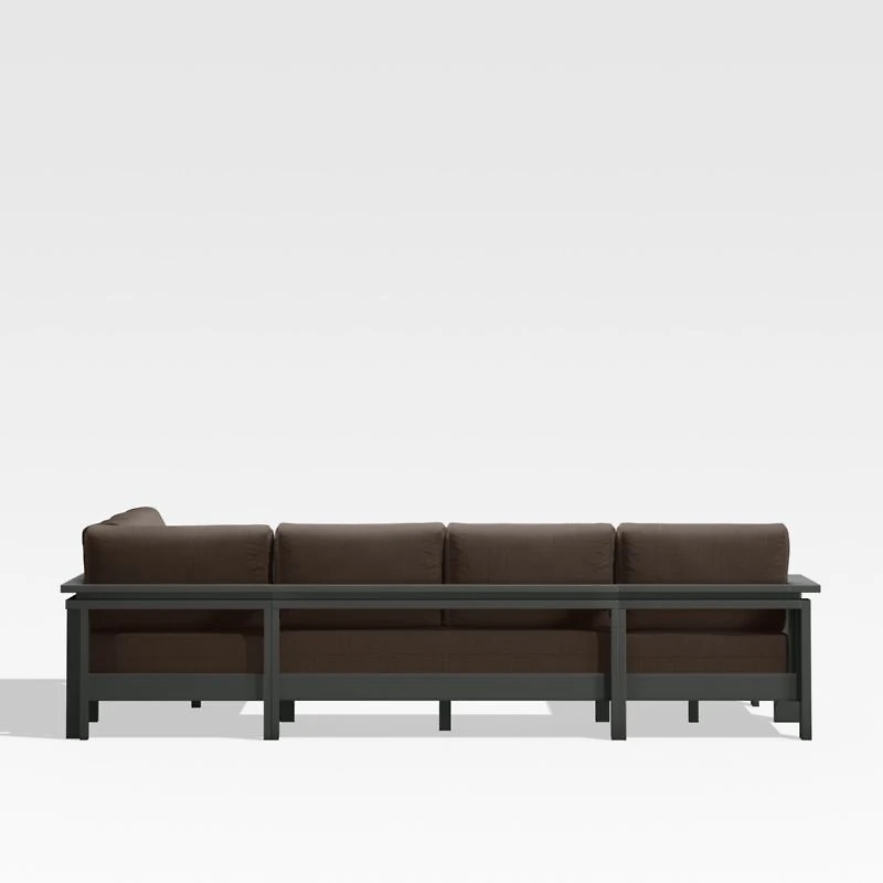 Walker Metal 4-Piece Left Arm Chaise Outdoor Sectional Sofa with Canvas Java Brown Sunbrella ® Cushions