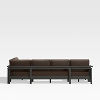 Walker Metal 4-Piece Left Arm Chaise Outdoor Sectional Sofa with Canvas Java Brown Sunbrella ® Cushions