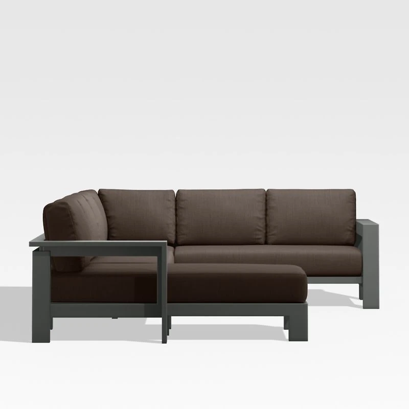 Walker Metal 4-Piece Left Arm Chaise Outdoor Sectional Sofa with Canvas Java Brown Sunbrella ® Cushions