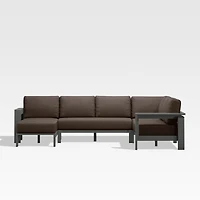 Walker Metal 4-Piece Left Arm Chaise Outdoor Sectional Sofa with Canvas Java Brown Sunbrella ® Cushions