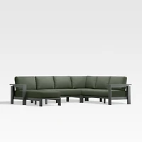 Walker Metal 4-Piece Left Arm Chaise Outdoor Sectional Sofa with Cast Sage Green Sunbrella ® Cushions