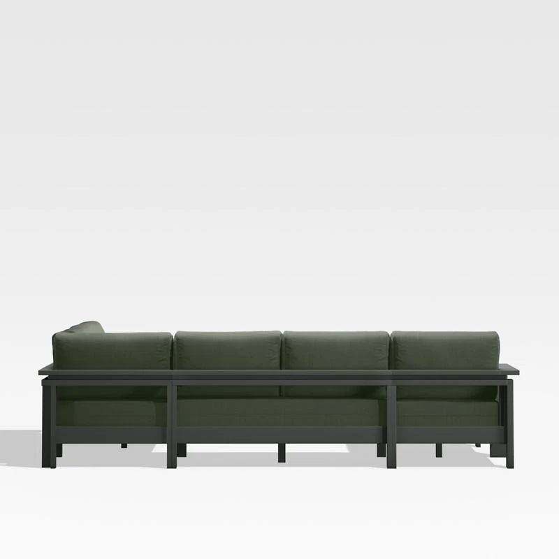 Walker Metal 4-Piece Left Arm Chaise Outdoor Sectional Sofa with Cast Sage Green Sunbrella ® Cushions