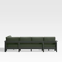 Walker Metal 4-Piece Left Arm Chaise Outdoor Sectional Sofa with Cast Sage Green Sunbrella ® Cushions