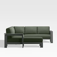 Walker Metal 4-Piece Left Arm Chaise Outdoor Sectional Sofa with Cast Sage Green Sunbrella ® Cushions