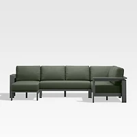 Walker Metal 4-Piece Left Arm Chaise Outdoor Sectional Sofa with Cast Sage Green Sunbrella ® Cushions