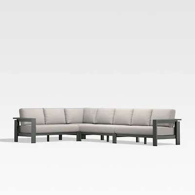 Walker Metal 4-Piece L-Shaped Outdoor Sectional Sofa with Cast Ash Brown Sunbrella ® Cushions