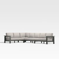 Walker Metal 4-Piece L-Shaped Outdoor Sectional Sofa with Cast Ash Brown Sunbrella ® Cushions