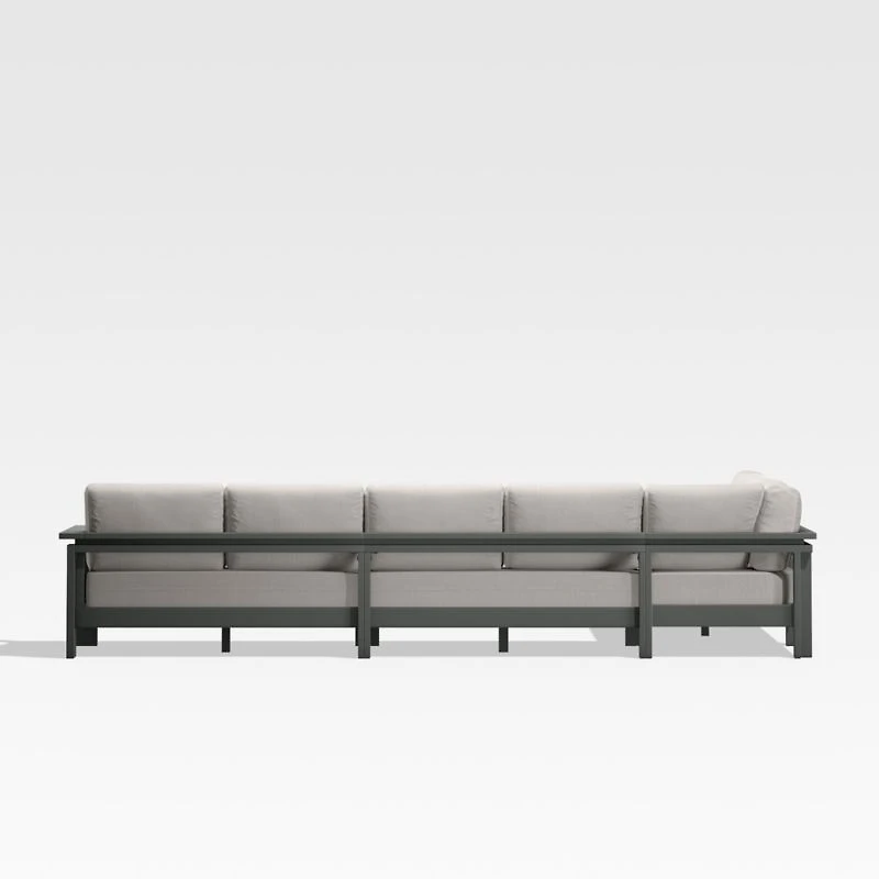 Walker Metal 4-Piece L-Shaped Outdoor Sectional Sofa with Cast Ash Brown Sunbrella ® Cushions