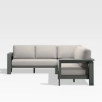 Walker Metal 4-Piece L-Shaped Outdoor Sectional Sofa with Cast Ash Brown Sunbrella ® Cushions
