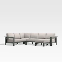 Walker Metal 4-Piece Right Arm Chaise Outdoor Sectional Sofa with Cast Ash Brown Sunbrella ® Cushions